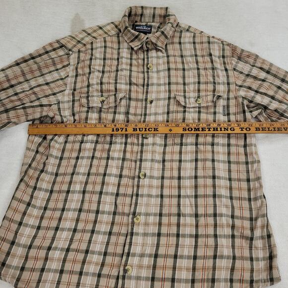 Woolrich Shirt Mens Size Large Beige Flannel Gorpcore Hiking Grunge Job Y2k Gorp - Picture 6 of 16